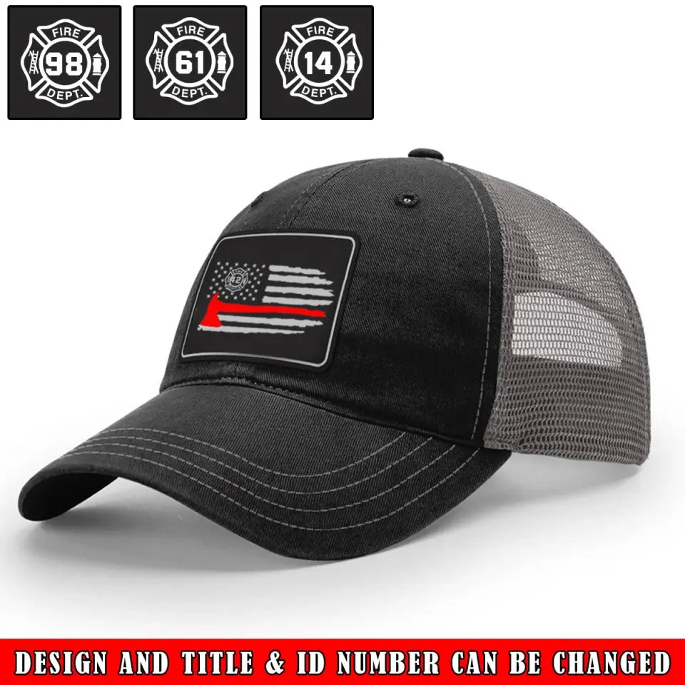 Personalized US Firefighter ID Number US Firefighter Flag Half-mesh Cap Printed QTVQ241730