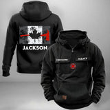 Personalized Canadian Firefighter Logo & Department Canadian Firefighter Flag American Retro Hooded Sweatshirt Printed QTKH241743