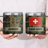 Personalized Swiss Army Veteran Rank Camo Custom Name Coffee Cup 3D Printed AHVA241745