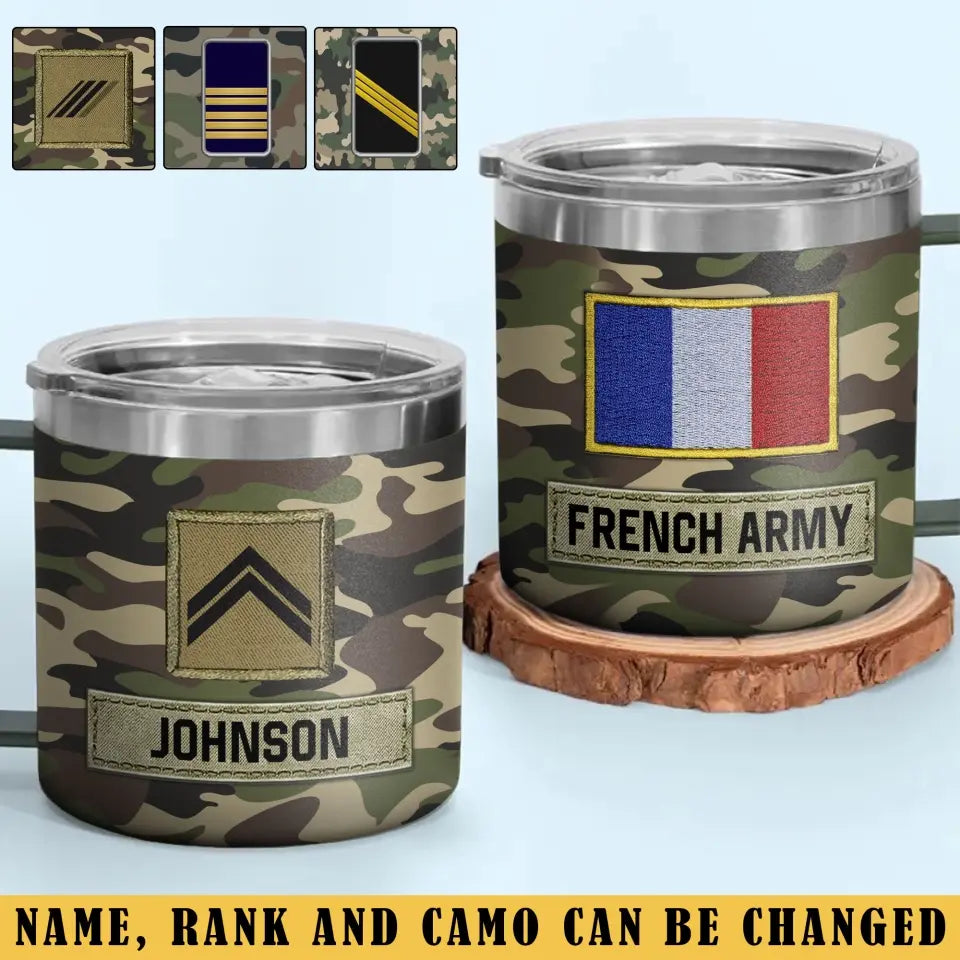 Personalized French Army Veteran Rank Camo Custom Name Coffee Cup 3D Printed AHVA241745