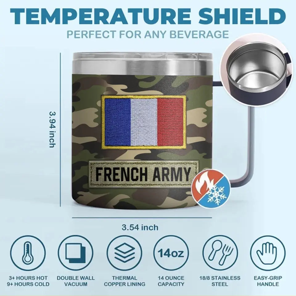 Personalized French Army Veteran Rank Camo Custom Name Coffee Cup 3D Printed AHVA241745