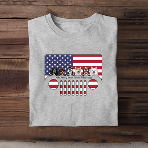 Personalized Dogs with Names Jeep US Flag T-shirt Printed VQ241746