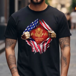 Personalized US Veteran Logo US Flag Custom Rank & Name T-shirt Printed LVA241749