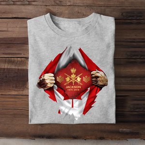 Personalized Canadian Veteran Logo Canada Flag Custom Rank & Name T-shirt Printed LVA241749
