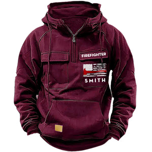Personalized US Firefighter Flag Custom Name 
American Retro Hooded Sweatshirt Printed QTKH241759