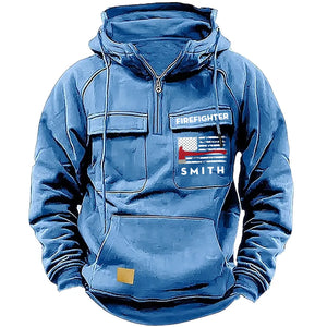 Personalized US Firefighter Flag Custom Name 
American Retro Hooded Sweatshirt Printed QTKH241759
