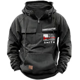 Personalized US Firefighter Flag Custom Name 
American Retro Hooded Sweatshirt Printed QTKH241759