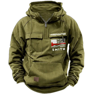 Personalized US Firefighter Flag Custom Name 
American Retro Hooded Sweatshirt Printed QTKH241759