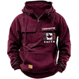 Personalized Canadian Firefighter Flag Custom Name American Retro Hooded Sweatshirt Printed QTKH241759