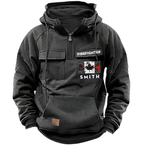 Personalized Canadian Firefighter Flag Custom Name American Retro Hooded Sweatshirt Printed QTKH241759