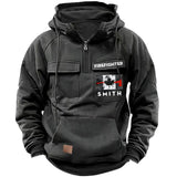 Personalized Canadian Firefighter Flag Custom Name American Retro Hooded Sweatshirt Printed QTKH241759