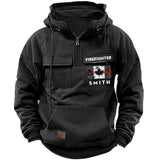 Personalized Canadian Firefighter Flag Custom Name American Retro Hooded Sweatshirt Printed QTKH241759