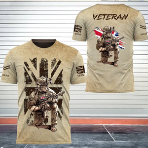 Personalized UK Veteran Canada Flag Custom Rank & Name 3D T-shirt Printed AHVQ241677