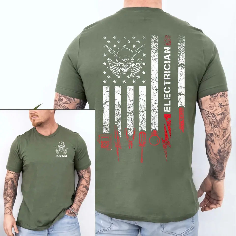 Personalized Patriotic The Code US Electrician US Flag T-shirt Printed KH241688
