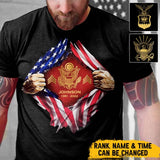 Personalized US Veteran Logo US Flag Custom Rank & Name T-shirt Printed LVA241749