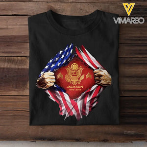 Personalized US Veteran Logo US Flag Custom Rank & Name T-shirt Printed LVA241749