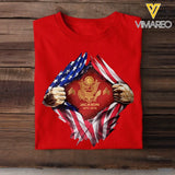 Personalized US Veteran Logo US Flag Custom Rank & Name T-shirt Printed LVA241749