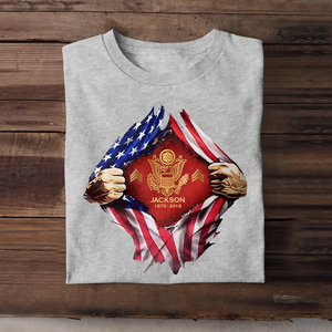 Personalized US Veteran Logo US Flag Custom Rank & Name T-shirt Printed LVA241749