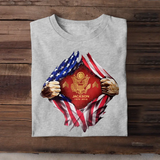 Personalized US Veteran Logo US Flag Custom Rank & Name T-shirt Printed LVA241749