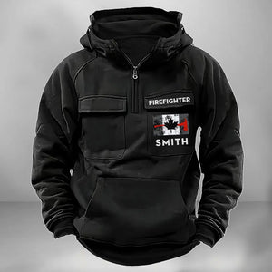 Personalized Canadian Firefighter Flag Custom Name American Retro Hooded Sweatshirt Printed QTKH241759