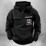 Personalized Canadian Firefighter Flag Custom Name American Retro Hooded Sweatshirt Printed QTKH241759
