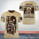 Personalized Australian Soldier I Served Because I Wanted To I Was Proud To Be A Soldier And Am Damn Proud To Be A Veteran 3D T-shirt Printed AHVQ241758