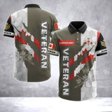 Personalized Canadian Army Veteran Canada Flag & Logo Custom Name & Rank Polo Shirt Printed AHVA241763