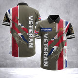Personalized UK Army Veteran UK Flag & Logo Custom Name & Rank Polo Shirt Printed AHVA241763