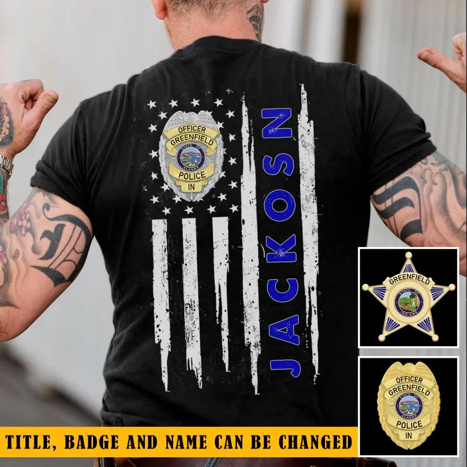 Personalized US Police Badge & Name Police Officer T-shirt Printed KVH241762