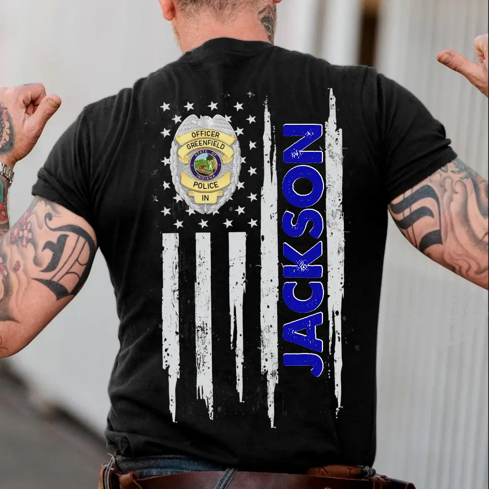 Personalized US Police Badge & Name Police Officer T-shirt Printed KVH241762