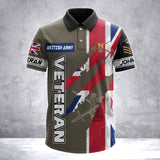 Personalized UK Army Veteran UK Flag & Logo Custom Name & Rank Polo Shirt Printed AHVA241763