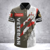 Personalized Canadian Army Veteran Canada Flag & Logo Custom Name & Rank Polo Shirt Printed AHVA241763