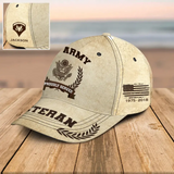 Personalized US Army Veteran Proudly Served Custom Name, Rank & Service Time Cap 3D Printed AHVQ241765