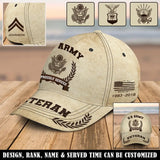 Personalized US Army Veteran Proudly Served Custom Name, Rank & Service Time Cap 3D Printed AHVQ241765