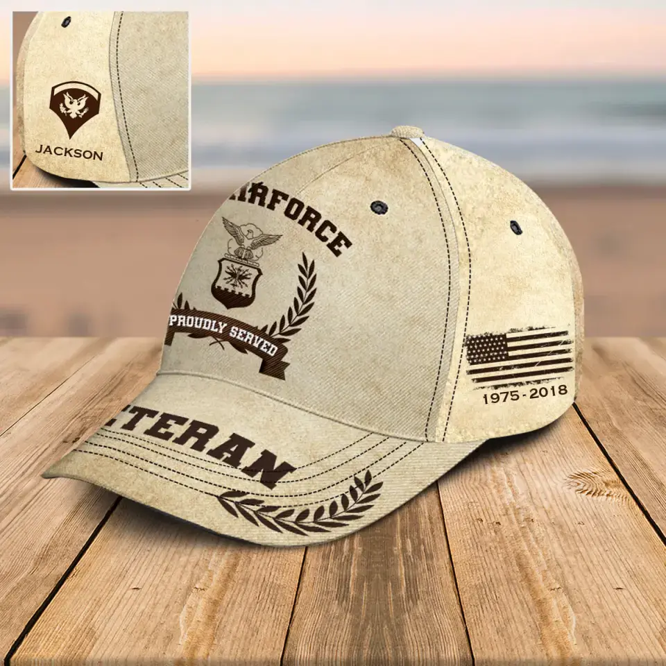 Personalized US Army Veteran Proudly Served Custom Name, Rank & Service Time Cap 3D Printed AHVQ241765