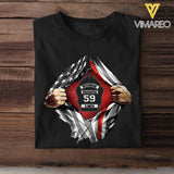 Personalized US Firefighter Hand Tear Flag Custom Name & ID Number T-shirt Printed LVA241772