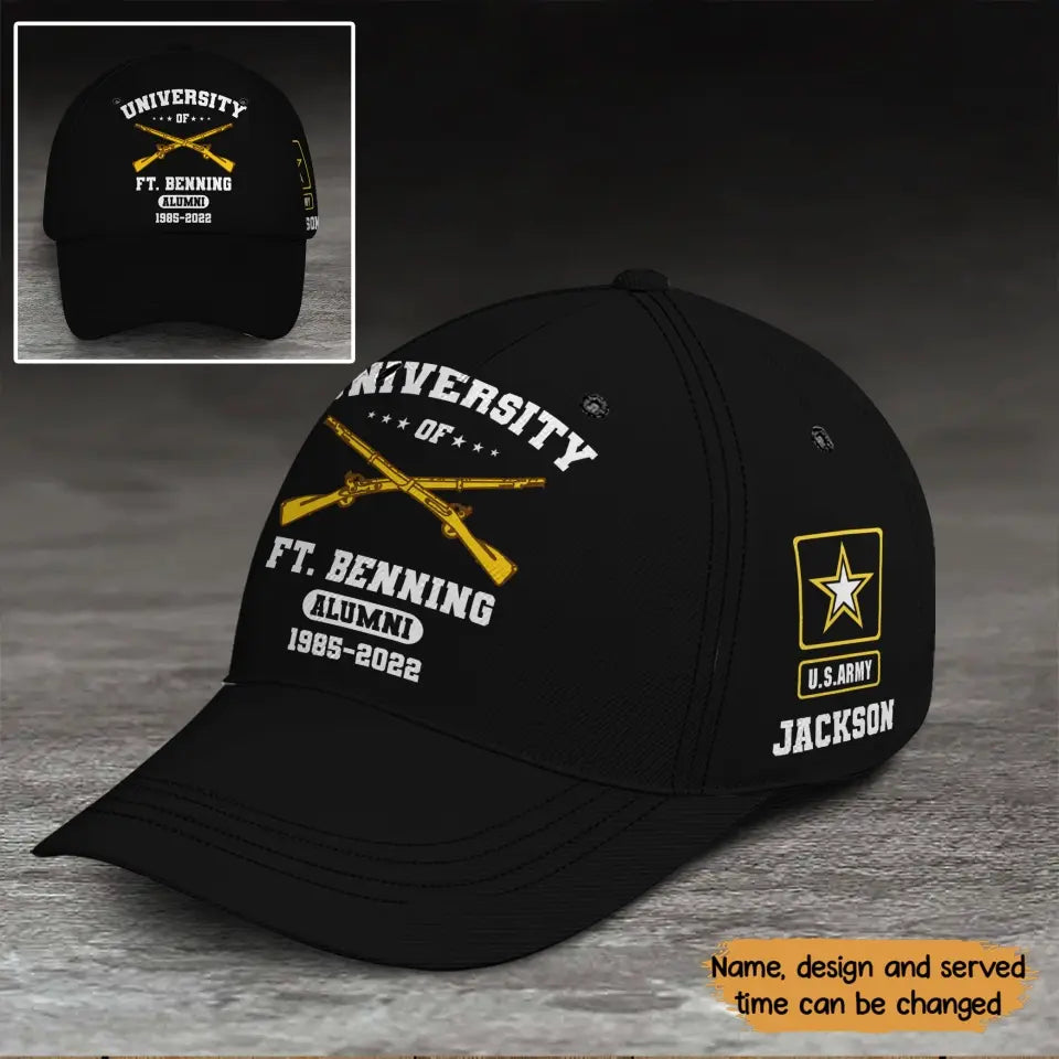 Personalized University US Army Logo Custom Name & Time Black Cap 2D Printed KVH241773