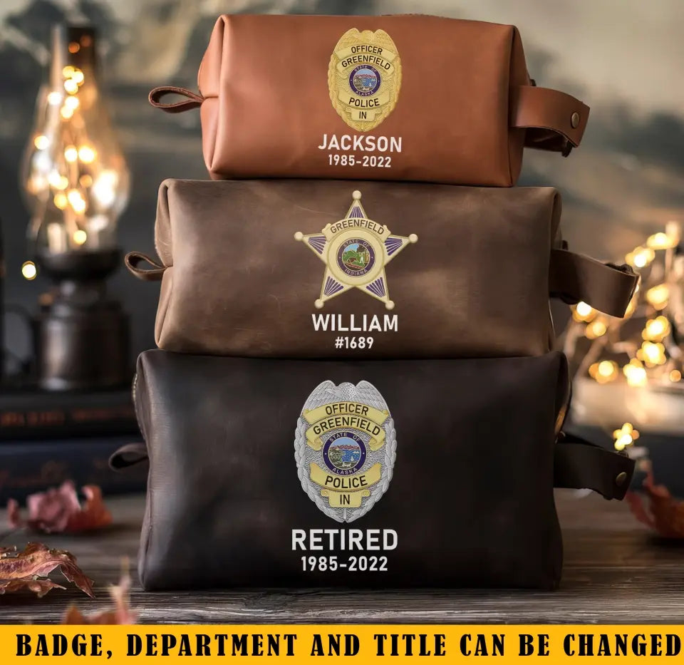 Personalized US Police Badge Retired US Police Officer Custom Time Retro Toiletry Bag Printed KVH241786