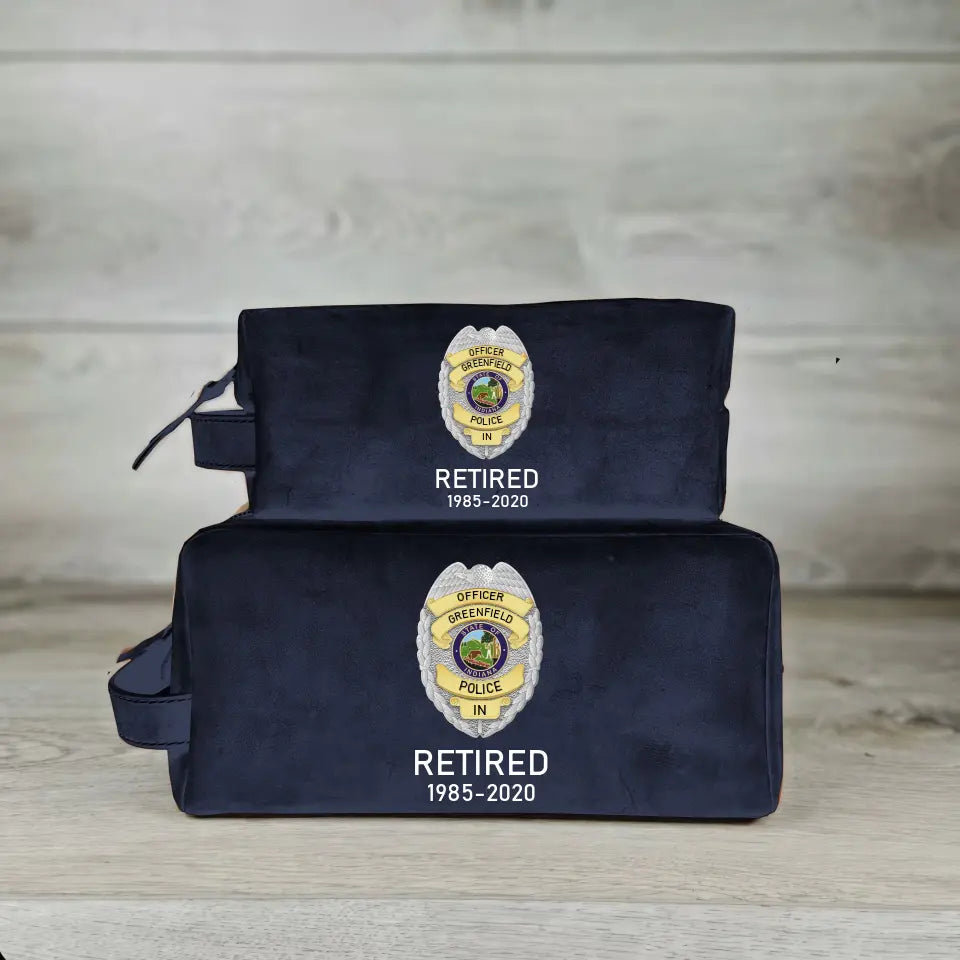 Personalized US Police Badge Retired US Police Officer Custom Time Retro Toiletry Bag Printed KVH241786