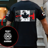 Personalized Canadian Firefighter Department Canada Flag Custom Name & ID T-shirt Printed AHVQ241774