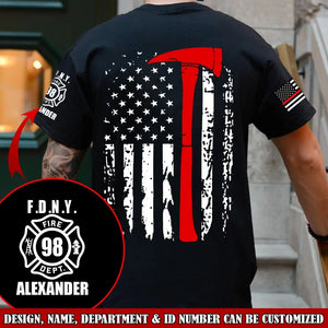 Personalized US Firefighter Department US Flag Custom Name & ID T-shirt Printed AHVQ241774