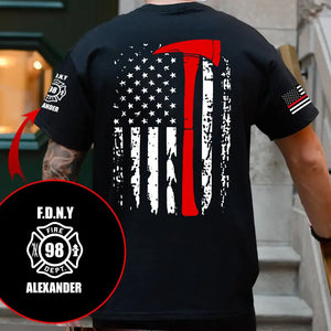 Personalized US Firefighter Department US Flag Custom Name & ID T-shirt Printed AHVQ241774