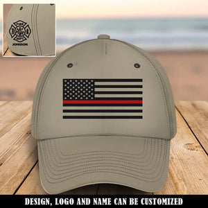 Personalized US Firefighter Flag Custom Name Cap 3D Printed QTVQ241768