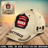 Personalized Retired Canadian Firefighter ID & Department Canada Flag 3D Cap Printed AHVA241788