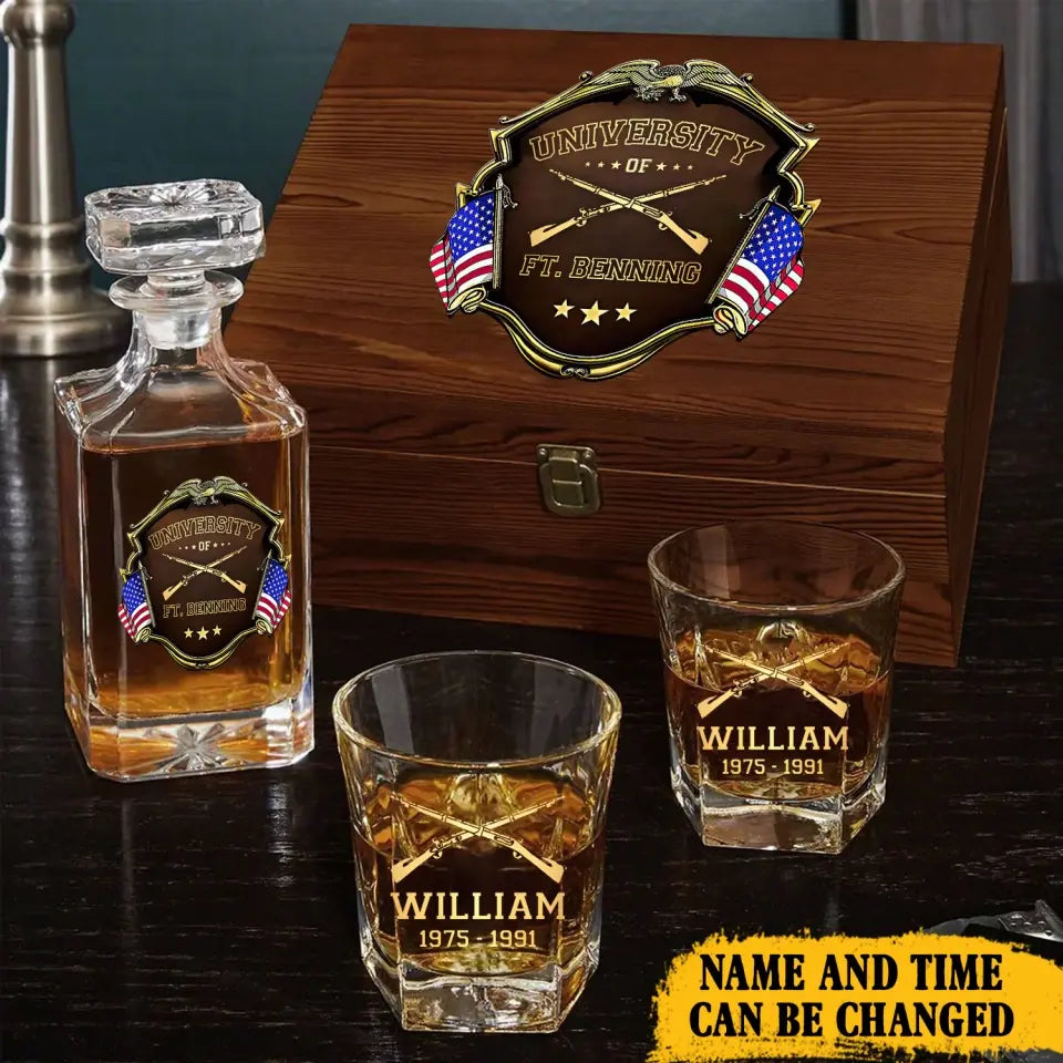 Personalized University US Army Veteran Custom Name & Time Decanter Set With Glasses Printed AHVA251789