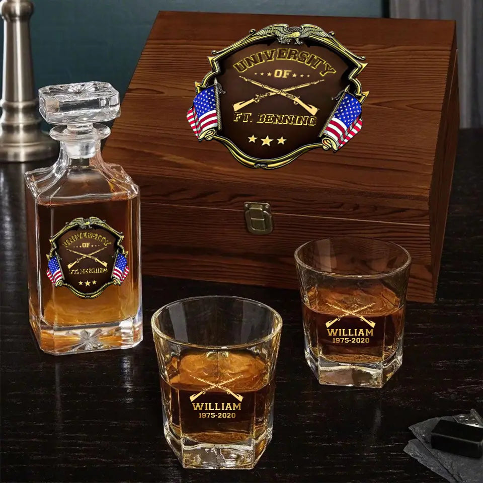 Personalized University US Army Veteran Custom Name & Time Decanter Set With Glasses Printed AHVA251789