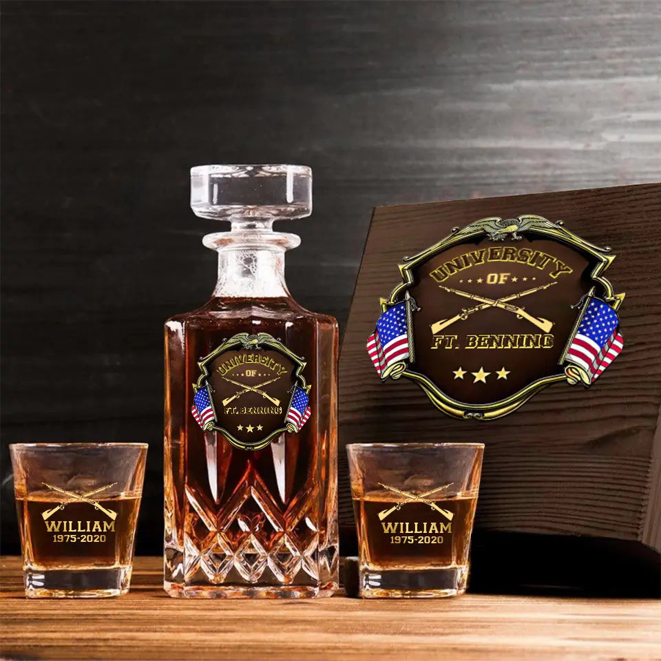 Personalized University US Army Veteran Custom Name & Time Decanter Set With Glasses Printed AHVA251789