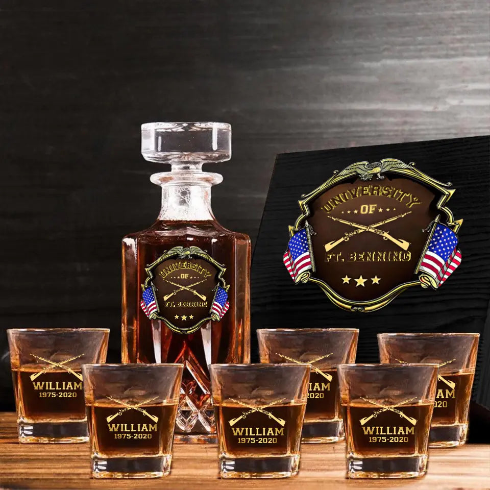 Personalized University US Army Veteran Custom Name & Time Decanter Set With Glasses Printed AHVA251789