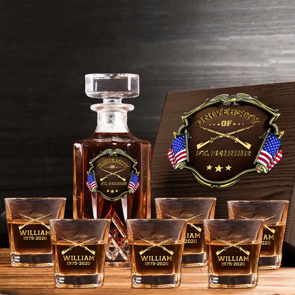 Personalized University US Army Veteran Custom Name & Time Decanter Set With Glasses Printed AHVA251789