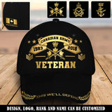 Personalized This We'll Defend Canadian Army Veteran Logo & Rank Cap 3D Printed QTVQ241792